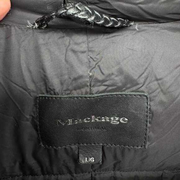 Mackage Women’s Down Coat Black Asymmetrical Zip Puffer Jacket Size L Goose Down - Picture 4 of 8